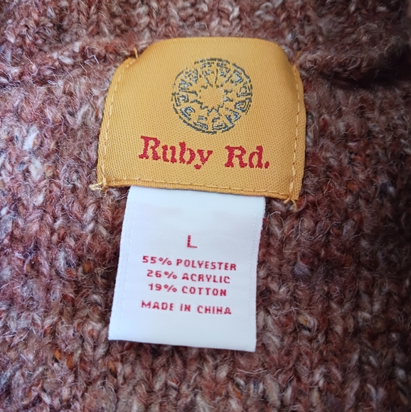 Ruby Rd. Rust Colored Cardigan Three Quarter Sleeves - Picture 6 of 7